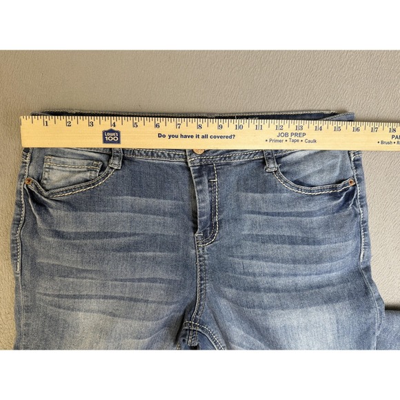 Vanilla Star Jeans Womens 15 Blue Mid Rise Skinny Lace Cuff Stretch Denim Casual - Picture 11 of 16